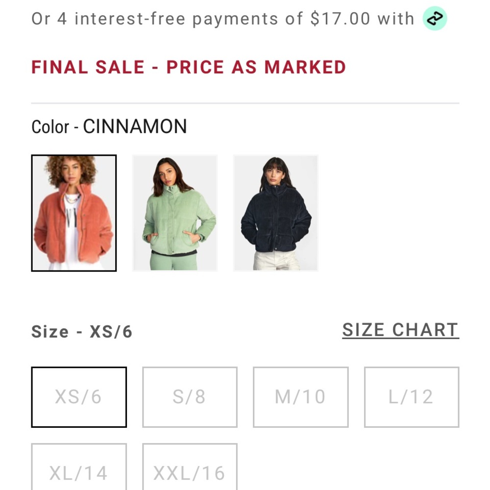 RVCA Women's Corduroy Jacket in Rust - Picture 5 of 11